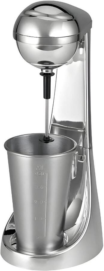 Klarven Milkshake Maker Milkshake Machine Zilver 8-in-1 Blender en Melkopschuimer 65W Motor 2 Snelheidsstanden RVS Milkshake Beker B 14 x D 18 x H 37 cm