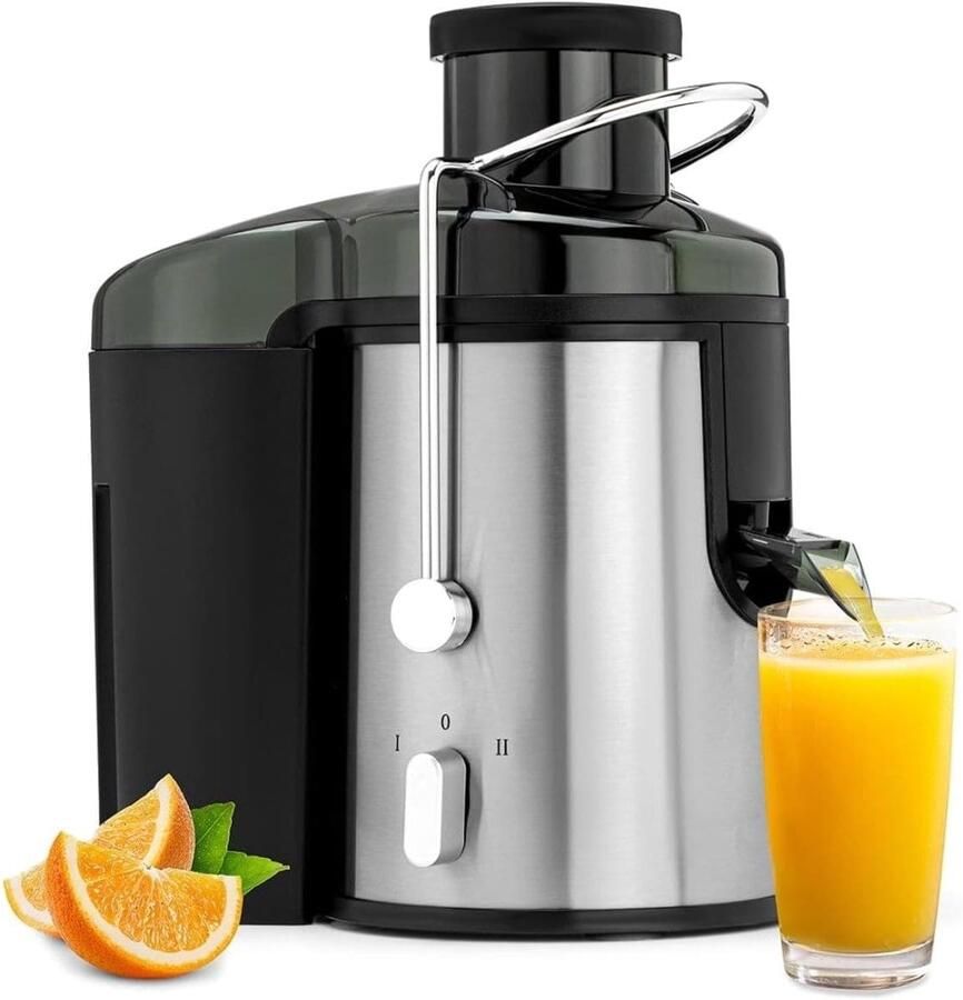 Klarven Slowjuicer Groentesnijder en Groentensnijder Vermaalt Hele Vruchten Behoudt Vitamines Druppelstop Zwart roestvrij staal B 10 x D 10 x H 10 cm