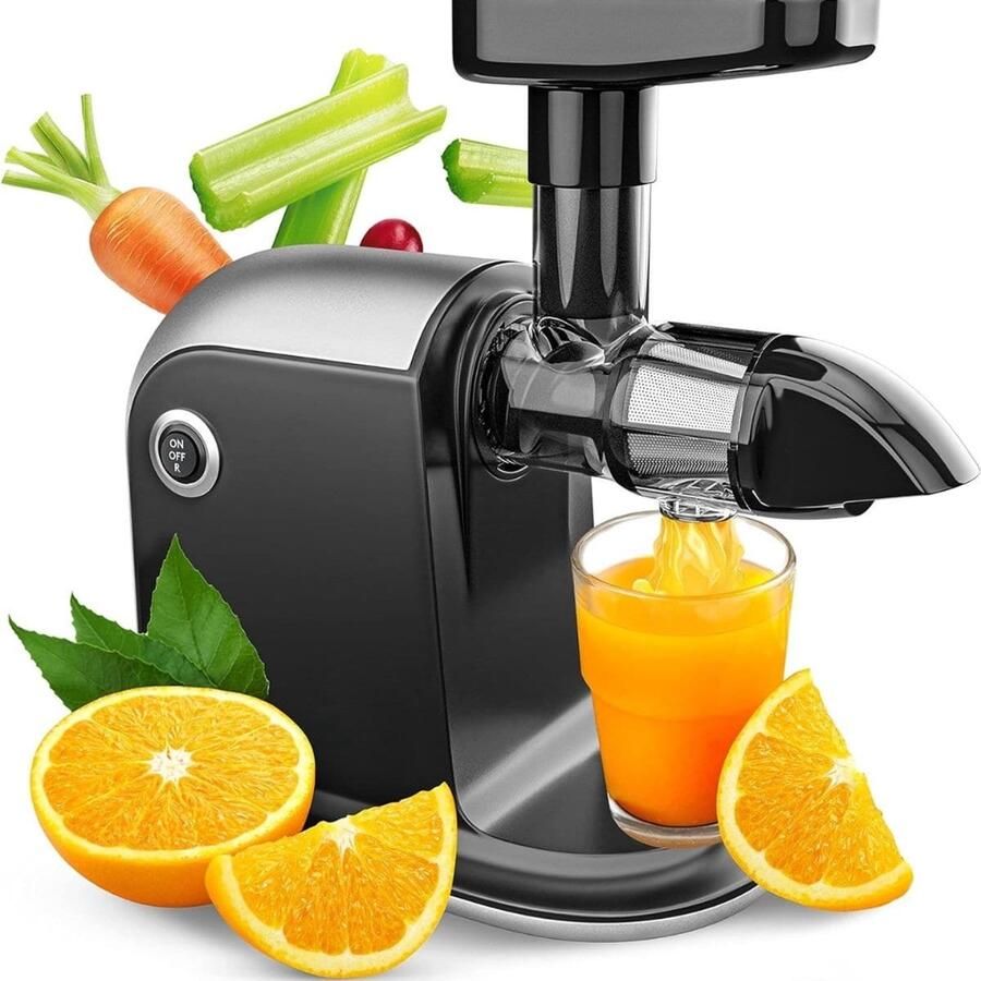 Klarven Slowjuicer Sapcentrifuge Groenten en Fruit Omkeerfunctie voorkomt vastlopen BPA-vrij Vermogen 150 W Grijs B 33 x D 21 x H 44 cm