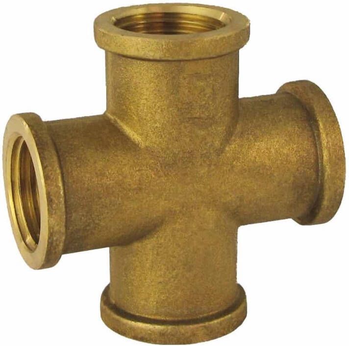 Klasebo Messing Fitting Draadfitting Messing Kruisstuk 1 2 inch IG