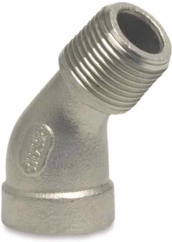 Klasebo RVS Bocht 45 Graden 2 Duims Schroefdraad Fitting