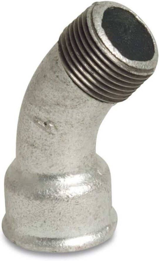 Klasebo Tempergietfitting 45° Bocht 3 8 inch IG x AG Draadfitting Verzinkt
