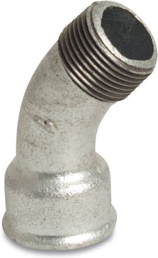Klasebo Tempergietfitting 45 Graden 1 2 inch Draadfitting