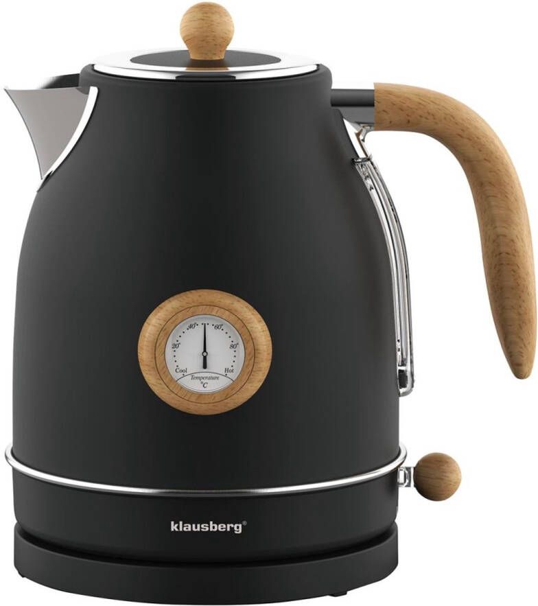 KLAUSBERG 7907 Retro Waterkoker 1 7L RVS Zwart met thermometer