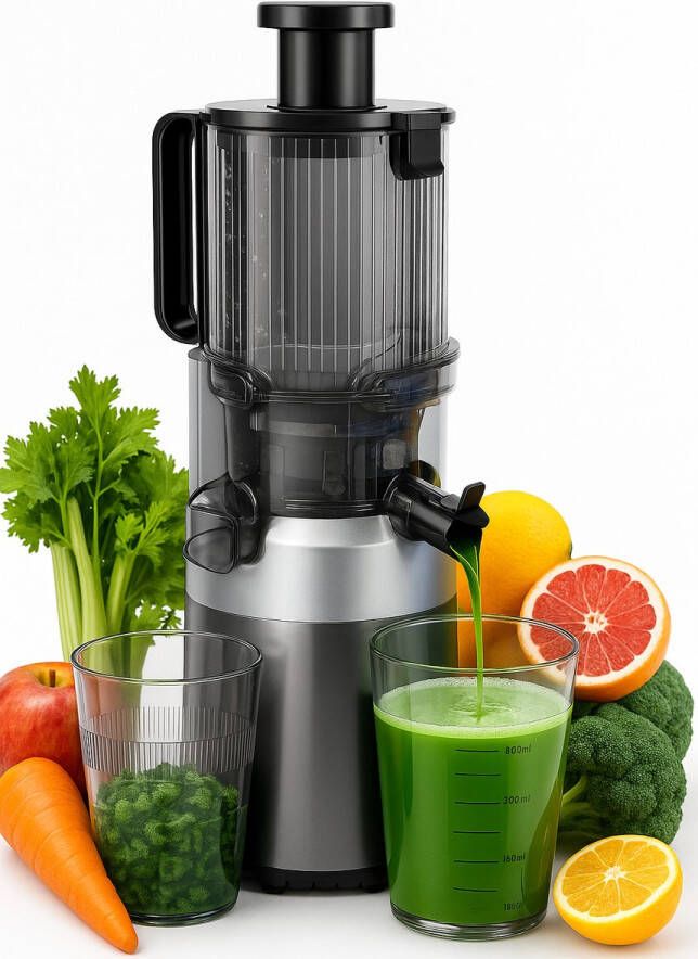 KLAUSBERG KB-7881 Slowjuicer – Groenten- en Fruitpers Cold Press Brede XXL 113mm Invoer RVS Behuizing Stille Werking