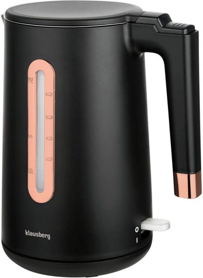 KLAUSBERG KB-7889 Elektrische Waterkoker 1 7L Zwart Rose Goud 2200W RVS & PP Veilig & Stijlvol Rose Gold