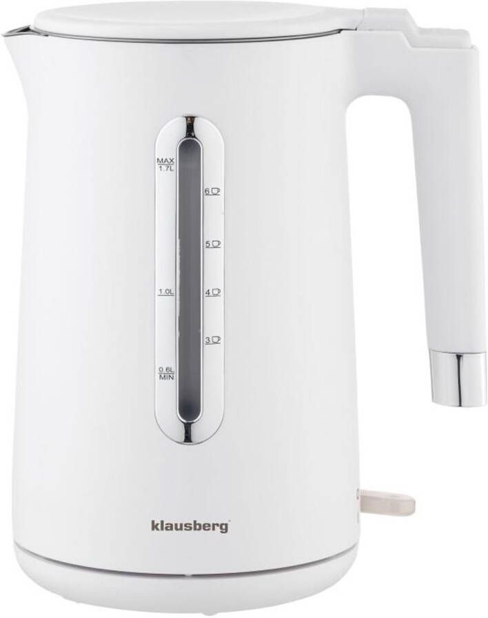 KLAUSBERG KB-7890 Elektrische Waterkoker 1 7L Wit 2200W RVS & PP Energiezuinig & Stil
