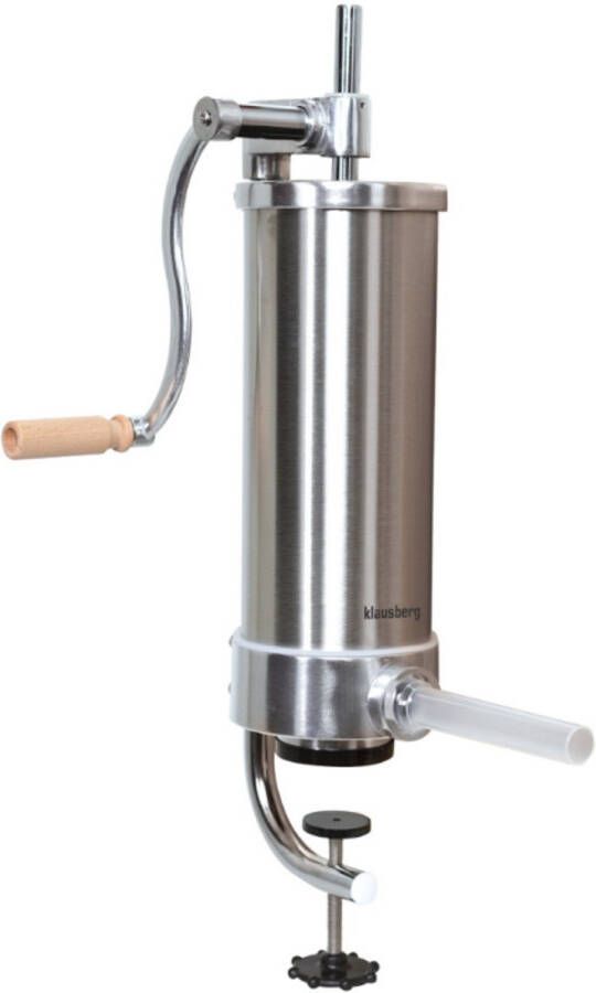 KLAUSBERG KB-7926 Verticale Worstvuller 3 kg Capaciteit RVS Met 4 Vullers Vleesvuller Worstmaker