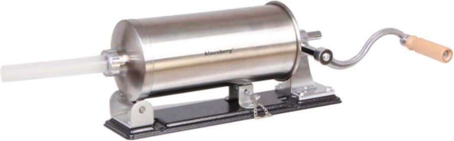 KLAUSBERG KB-7928 Horizontale Worstvuller 3 kg Capaciteit RVS Met Klemmen en Zuiger Vleesvuller Worstmaker