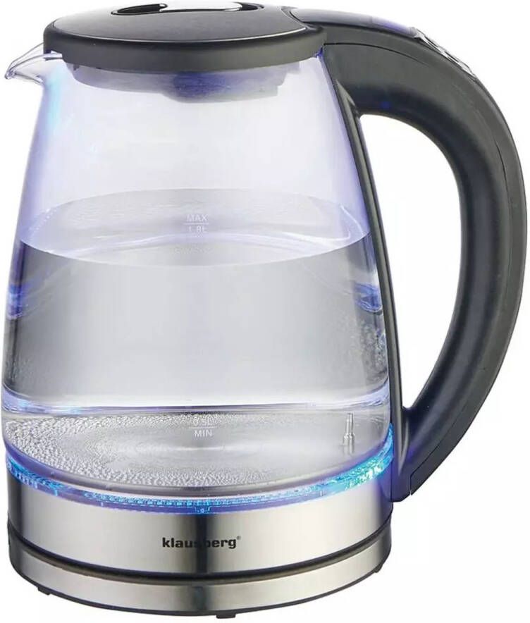 KLAUSBERG KB7887 Elektrische Waterkoker – 1.8L 1850-2200W Borosilicaatglas & RVS 304 RGB LED Temperatuurregeling Kleur verandering door warmte