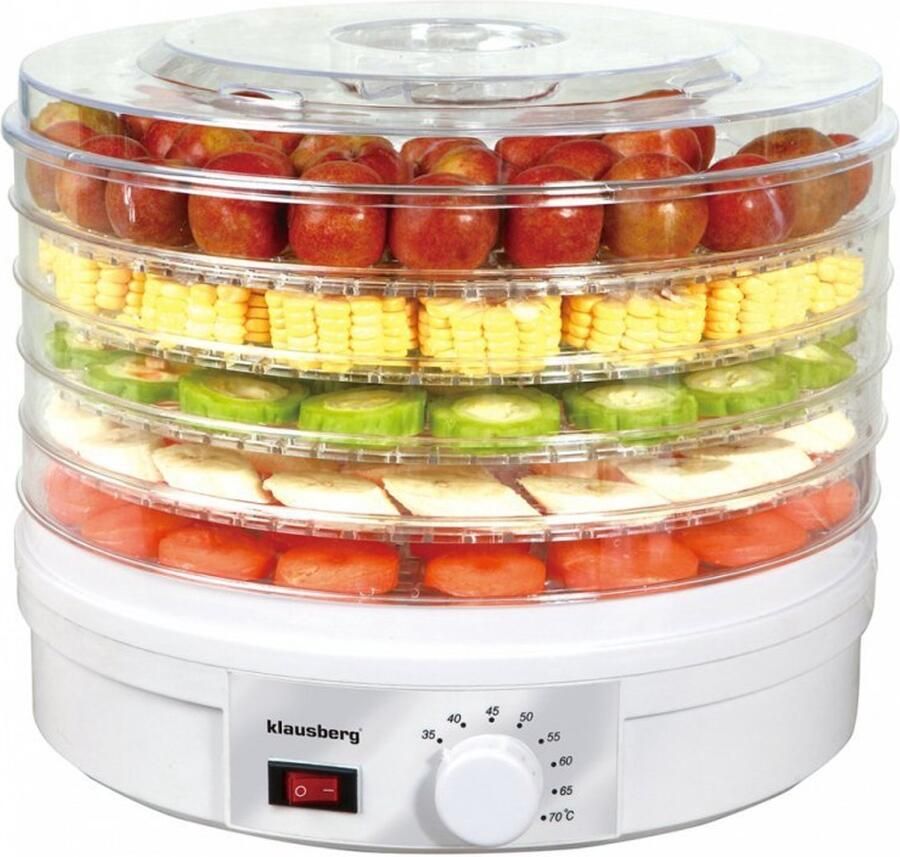 KLAUSBERG KB-7567 Elektrische Voedseldroger 5 Uitneembare Trays Thermostaat 35-70°C