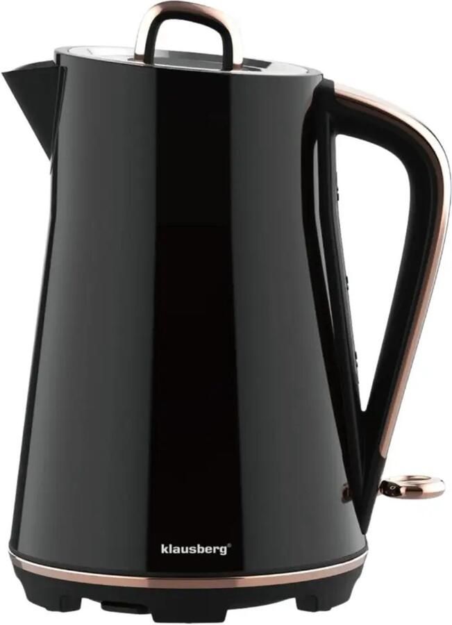 KLAUSBERG Waterkoker Elektrische Waterkoker Thee & Koffie Koker Grote Waterkoker Snelkoker Keuken Waterkoker Modern 1.7L RVS 2200W Zwart