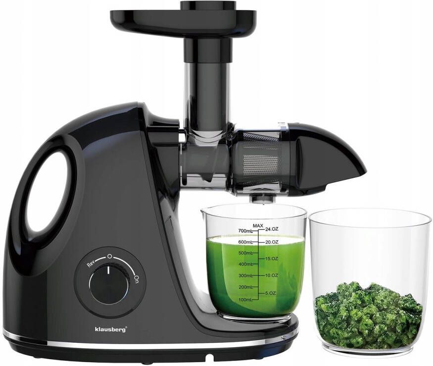 KLAUSBERG Slow Juicer KB-7861 – 150W Cold Press Stille Juicer voor Groente Fruit & Kruiden – BPA-vrij – Zwart 700ml