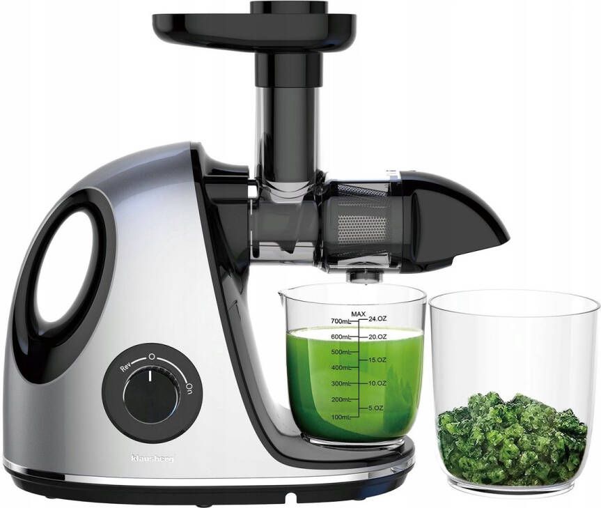 KLAUSBERG Slow Juicer KB-7863 – 150W Cold Press Stille Juicer Groenten en Fruitpers – Met Pulpreservoir Juice Maker Grijs