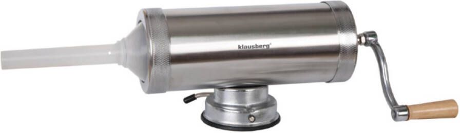 KLAUSBERG Worstvuller Horizontal Vleesvuller 2 5 kg Capaciteit RVS Met Zuignap en 3 Spuitmonden KB-7925