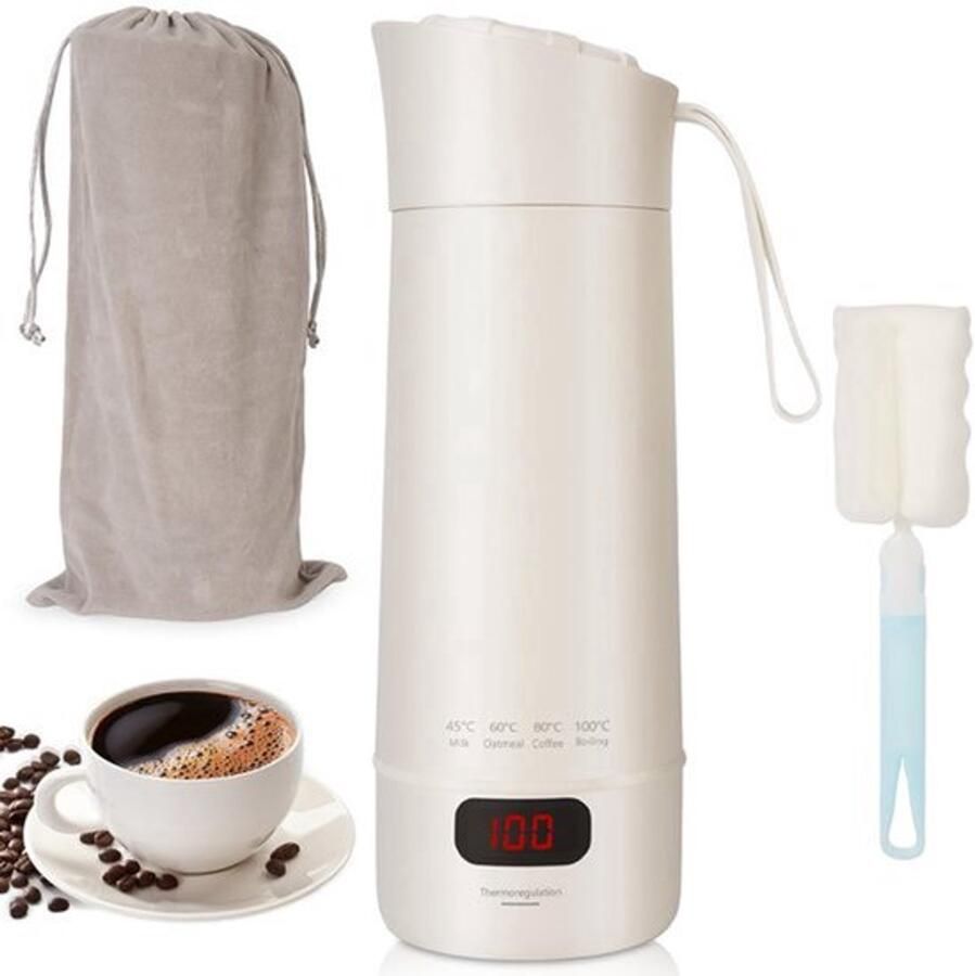 Kleine draagbare waterkoker 400 ml mini-elektrische waterbeker 300 W snelle waterverwarmer temperatuurinstelling automatische uitschakeling reiswaterkoker voor koffie en thee