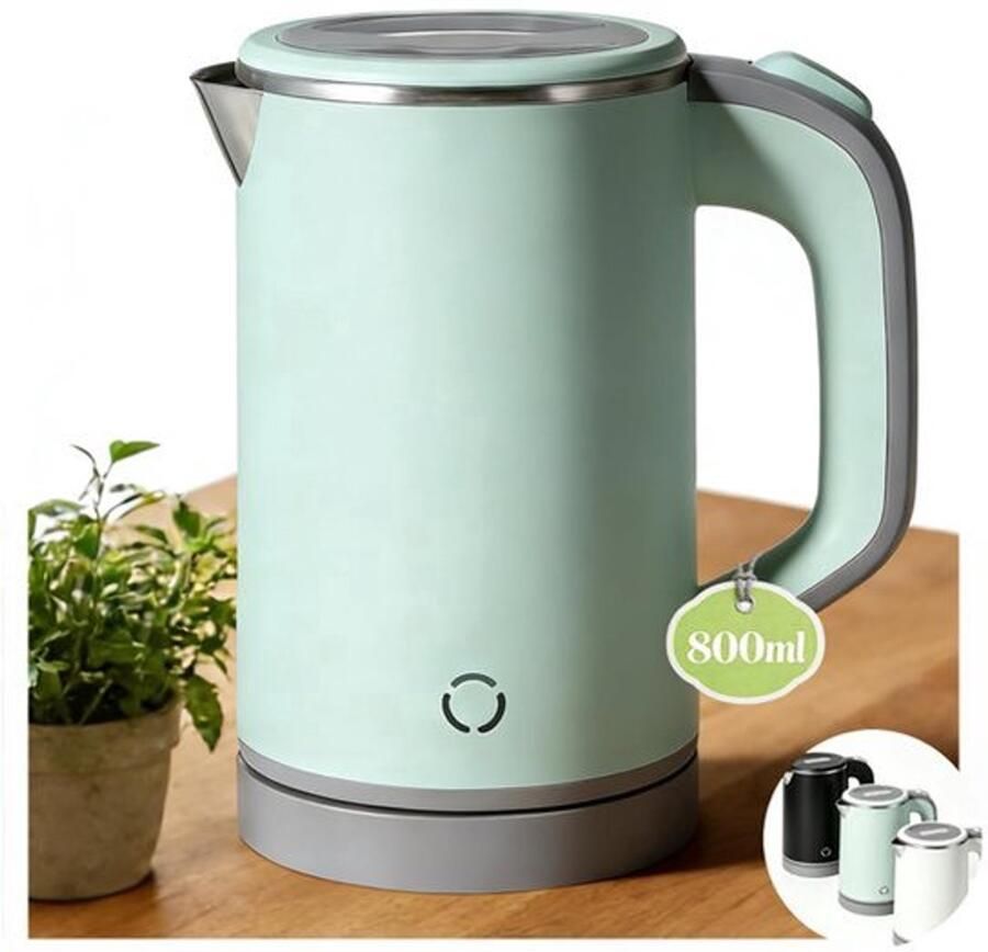 Kleine waterkoker 800 ml 600 W reiswaterkoker 5 minuten snel groen
