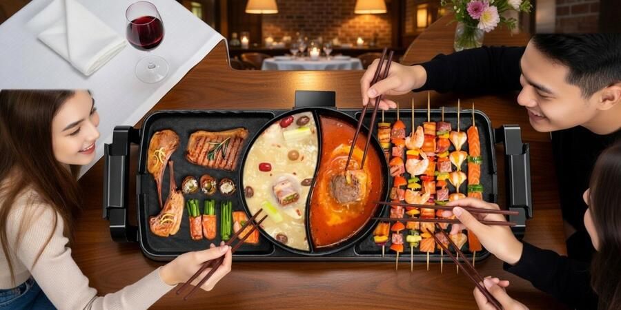 Knobbout “Snelverwarmende Grill & Hotpot – Gezellig Koken voor 5-8 Personen