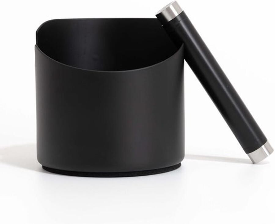 Knock Box voor espressomachine koffiedikbak Barista-accessoires schokabsorberend met afneembare metalen klopstang (zwart medium)