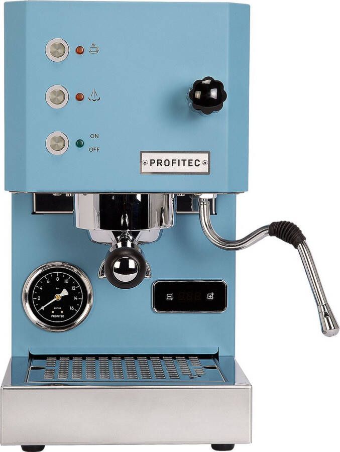 Koepoort Koffie Profitec Go 100 Espresso koffiemachine pistonmachine blauw met verse koffiebonen