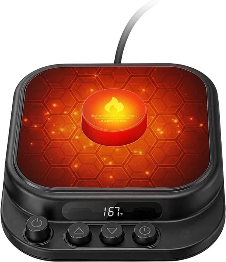 Koffiekopjeswarmer voor op tafel snelle verwarming met temperatuurweergave warmhoudlamp ideaal als koffiecadeau en -accessoire instelbaar met timer van 1 tot 12 uur automatische uitschakeling