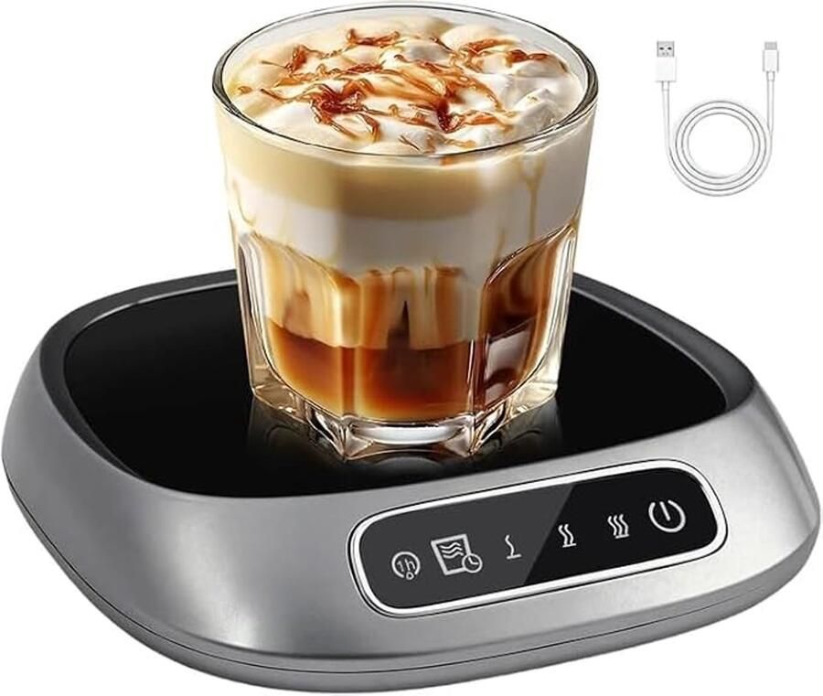 Koffiekopverwarmer USB-voeding (vereist continue stroomGeschikt voorziening tijdens gebruik) instelbare temperatuurinstellingen Geschikt voor thee warme chocolademelk en melk (grijs)