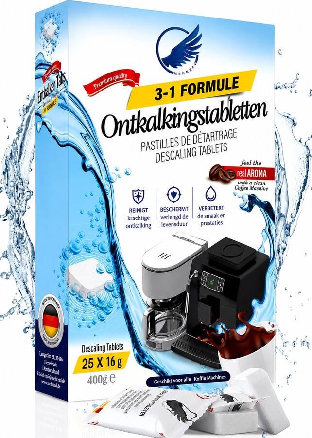 Koffiemachine Ontkalkingstabletten 25 stuks Koffiemachineontkalker- Espressomachineontkalker Koffiezetapparatenontkalker Waterkoker- Universele ontkalkingstablet Geschikt voor bijna alle merken