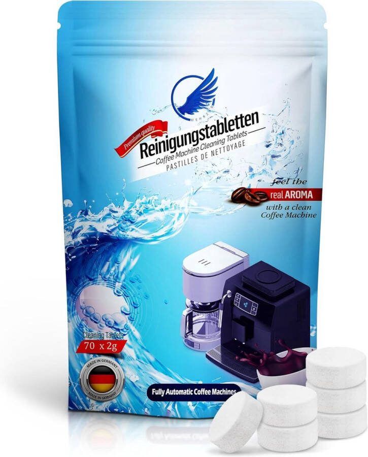 Koffiemachinereiniger 70 Reinigings tabletten Koffiemachine – 2g Universele Onderhoudstabletten voor Espresso & Volautomatische Koffiemachines – Geschikt voor Siemens Jura Bosch Nespresso Philips Krups - Foto 2
