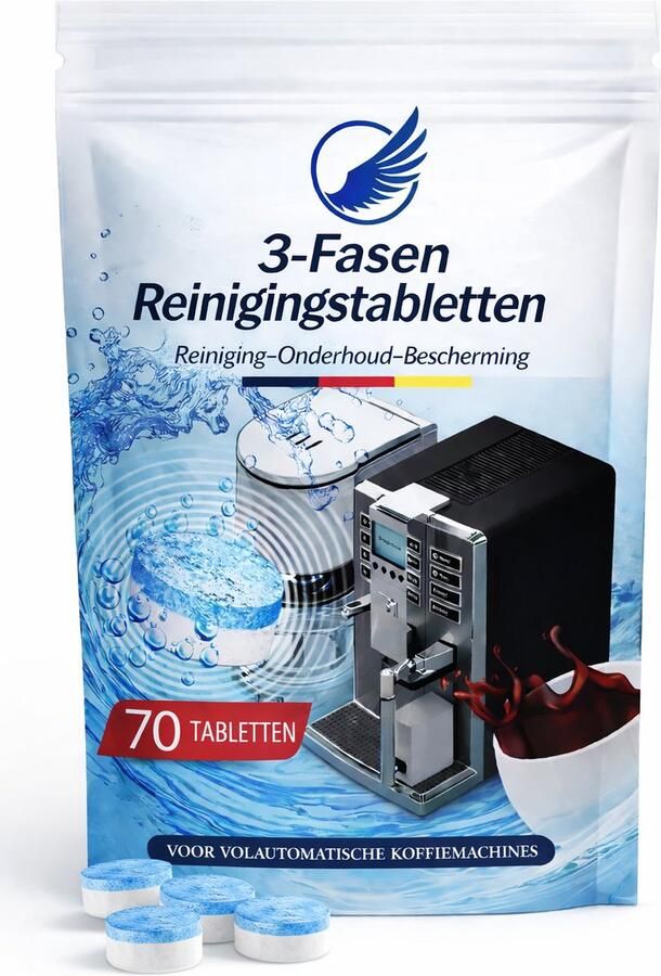 Koffiemachinereiniger 3-in-1 Reinigings tabletten Koffiemachine – 70 stuks 3.5g – Hersluitbare Sachet – Care Clean Protect – Geschikt voor Jura Siemens Bosch Philips De Longhi & Krups