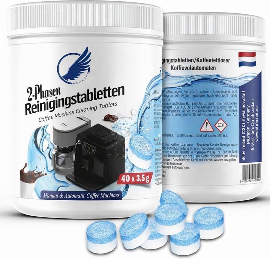 Koffiemachinereiniger 40 Reinigingstabletten Koffiemachine 2 in 1 Extra sterke reinigingsformule Universeel Perfect voor Jura Siemens Krups Bosch Philips DeLonghi