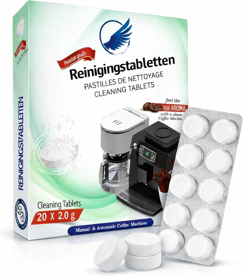 Koffiemachinereiniger 20 stuks Koffiemachine Reinigingsstabletten Fosfaatvrij Perfect geschikt voor Koffiemachines van Jura Krups DeLonghi Philips Siemens en Bosch