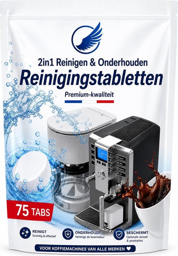 Koffiemachinereiniger Reinigings tabletten Koffiemachine – 75 2-in-1 Universele Onderhoudstabletten voor Espresso & Volautomatische Koffiemachines – Geschikt voor Siemens Jura Bosch Nespresso Philips Krups
