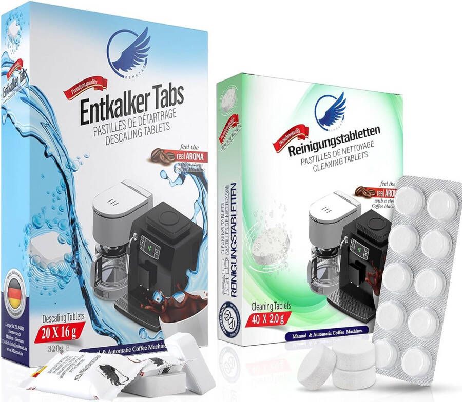 Koffiemachine Reiniging Set 50 25 ECO Reinigingstabletten 25 Ontkalkingstabletten Universeel voor Reinigen en Ontkalken van Koffiemachines Siemens Jura Bosch Krups Philips etc