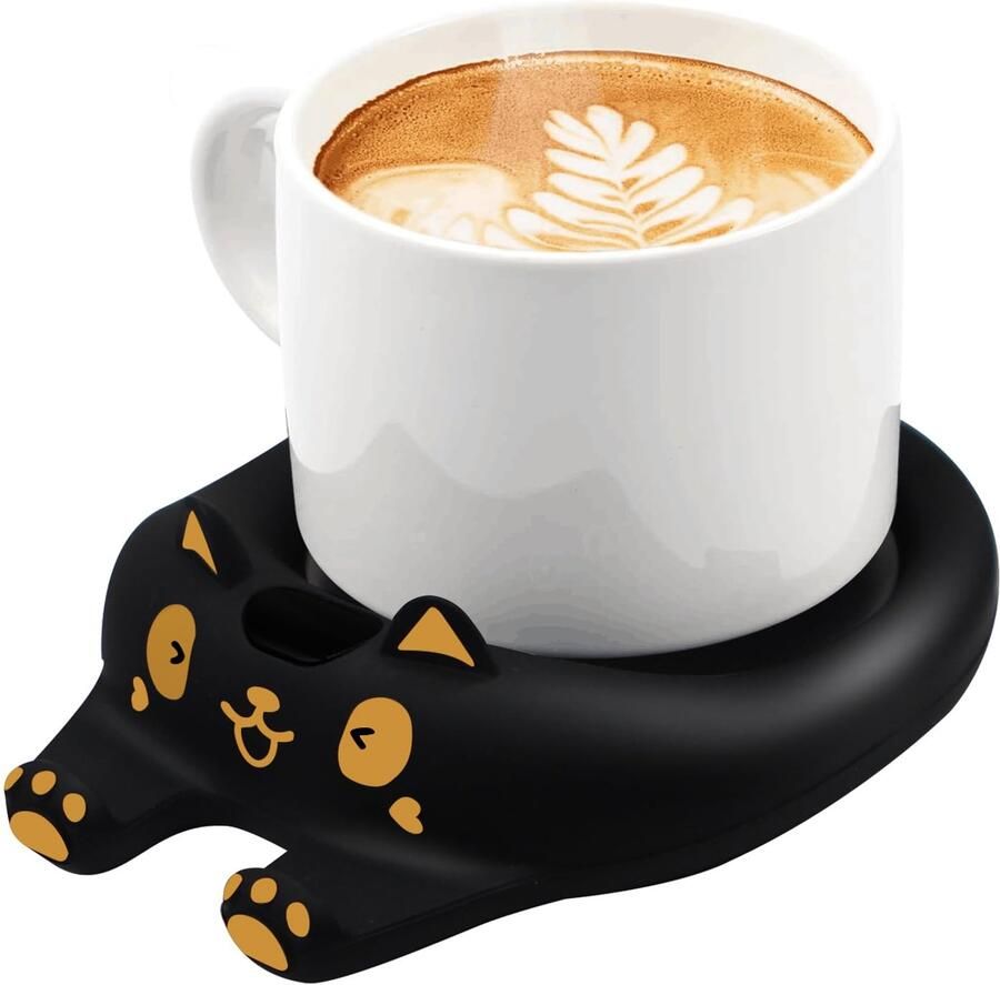 Koffieverwarmer voor op het bureau automatische uitschakeling intelligente kaarswarmer met 3 temperatuurinstellingen elektrische drankwarmer voor koffie cacao thee (zwart)