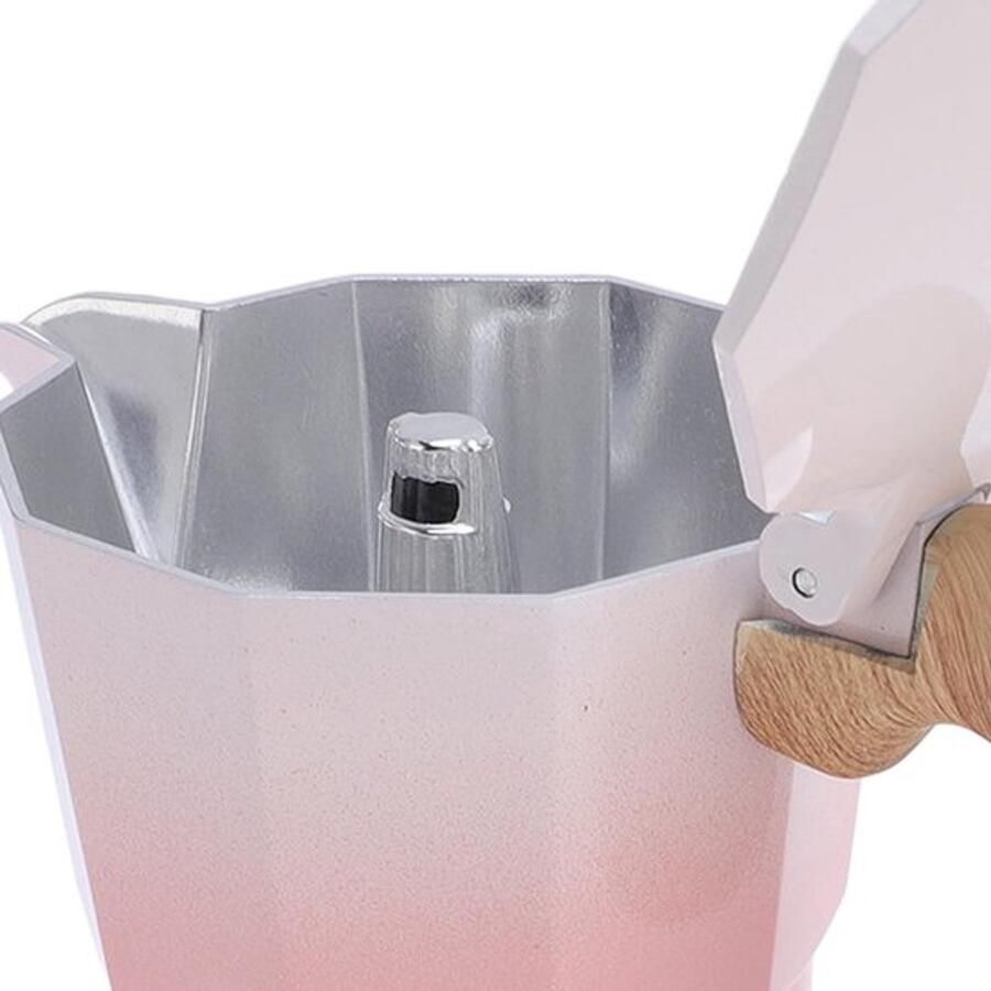 Koffiezetapparaat op het fornuis koffiepercolator op het fornuis potten aluminium pot met enkel ventiel voor thuis en op de camping (150 ml) (kleurverloop roze)