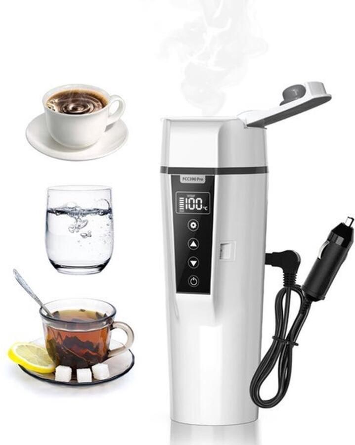 Koffiezetapparaat voor de auto 12 V 24 V elektrische reiswaterkoker voor vrachtwagens elektrische waterkoker voor de auto met meervoudige temperatuurregeling bescherming tegen verbranding