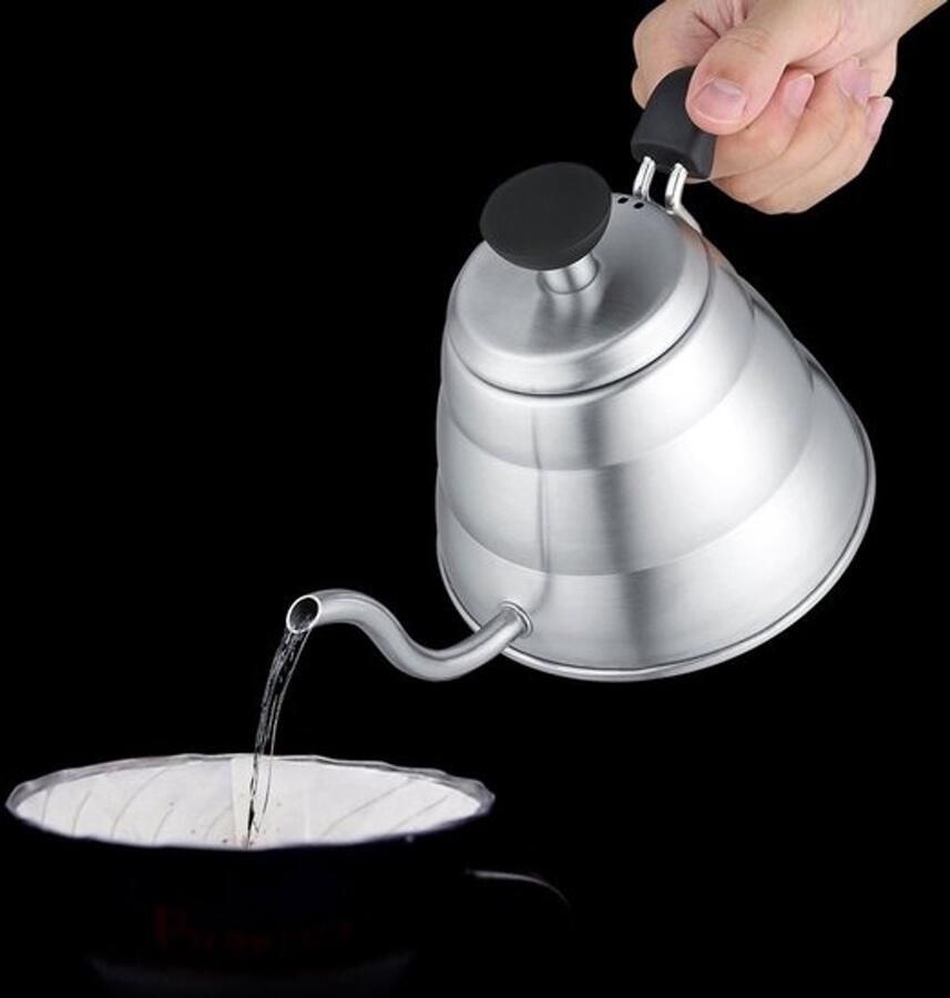 Koffiezetapparaat zwanenhals waterkoker 1 liter roestvrij staal druppelkoffiezetapparaat met precisie-druppeluitloop voor thuiskantoor