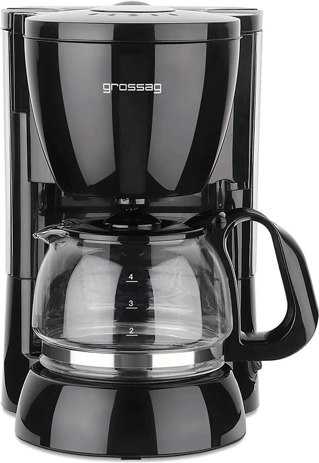 Koffiezetapparaat Zwart 4 Tassen Met Warmhoudfunctie en Afneembare Watertank Voor Koffieliefhebbers