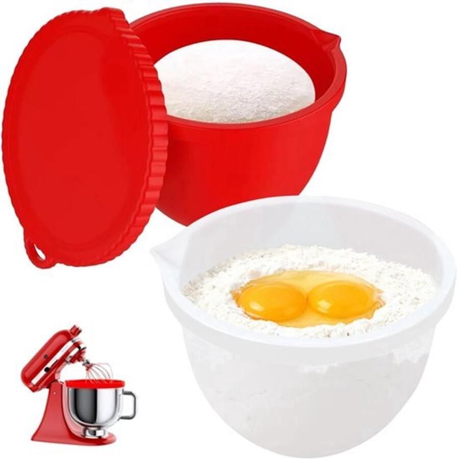 Kommenset voor keukenmachine 2 stuks wit & rood