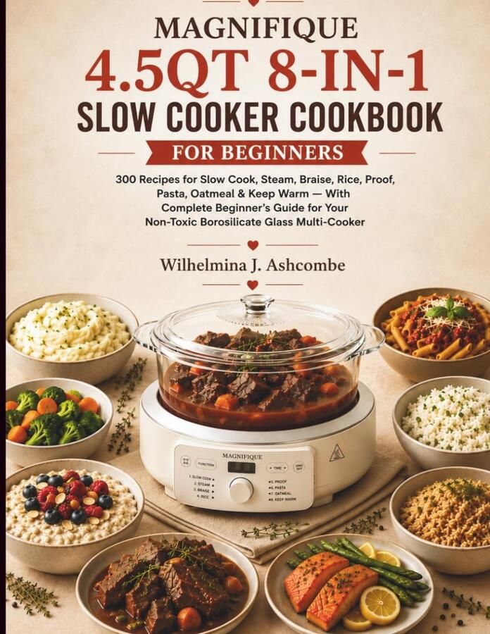 Kookboek voor Slow Cooker 4.5QT Voor Beginners Non-Toxisch Borosilicaatglas 300 Recepten