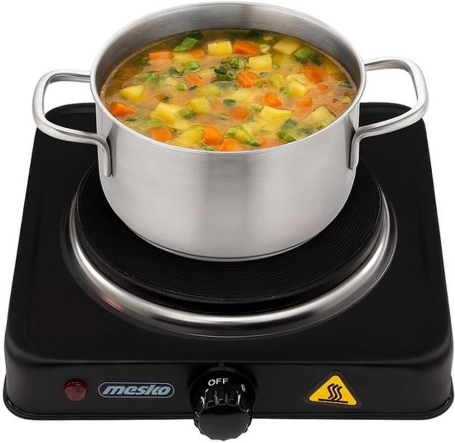 Kookplaat Massakookplaat Ø 15 cm Elektrische Kooktoestel 1000 W Traploze temperatuurinstelling Aluminium Zwart