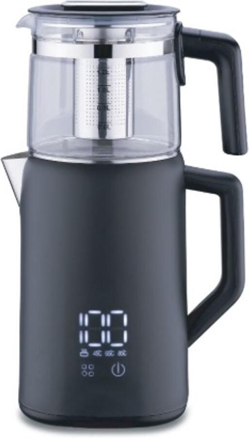 Korkmaz Demmatik Elektrische theepot Digitaal touchscreen 1.7 Liter Rvs 1500W Droogkookbeveiliging