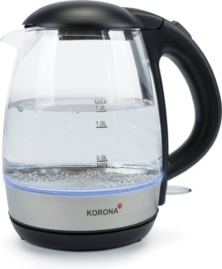 Korona 20608 Waterkoker 1 2 Liter Van hoogwaardig glas BPA-vrij Krachtige 2200 Watt Snel kokend water Blauwe LED-verlichting