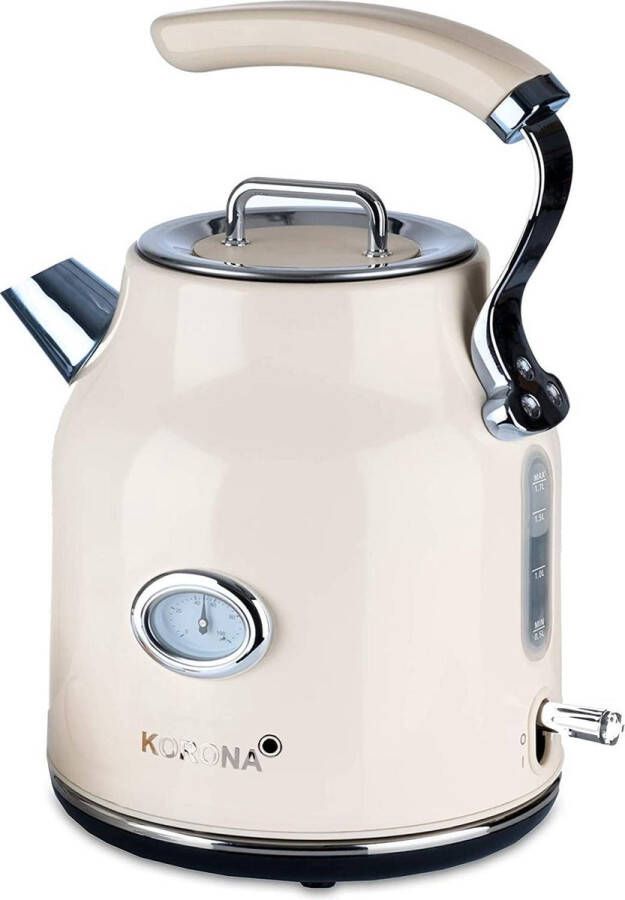 Korona 20666 Waterkoker retro design crème 1 7 liter water voor thee en koffie 2.200 watt temperatuurweergave kalkfilter stoomstop - Foto 1