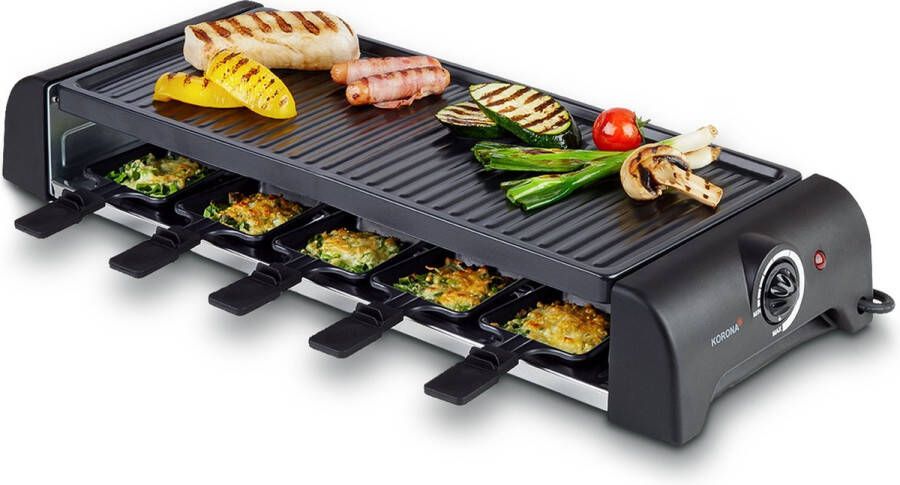 Korona 45060 Gourmetstel voor 10 personen XXL-Gourmetstel met 10 pannetjes & houten spatels Met Antiaanbak-Grillplaten Lang snoer van 1 2 m 1500 Watt - Foto 2