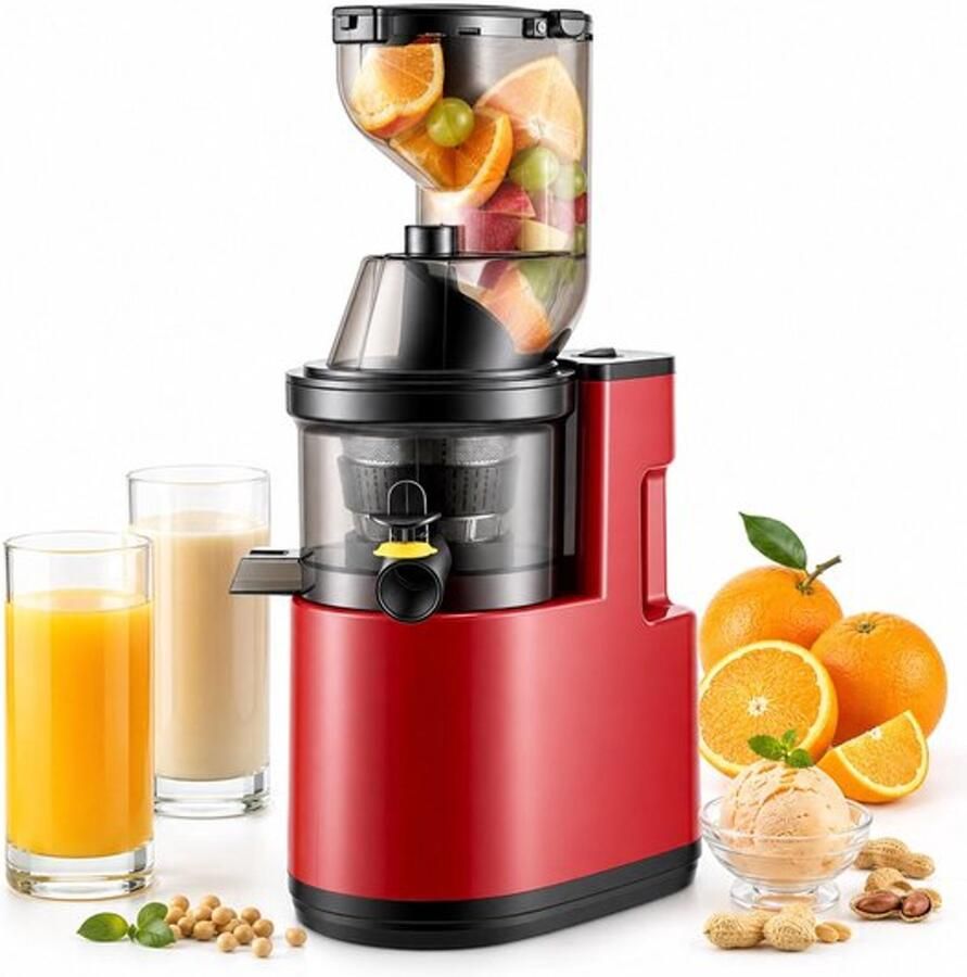 Koudsapcentrifuge extra grote kanaal 70 mm sapcentrifuge voor groenten en fruit slow juicer motor van 150 W koude druk omkeerfunctie gemakkelijk te reinigen