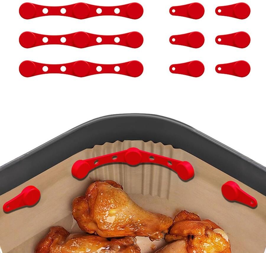 Kraftverdia Airfryer Accessoire Airfryer Magneten voor Bakpapier Voorkomt dat bakpapier verbrandt Rood