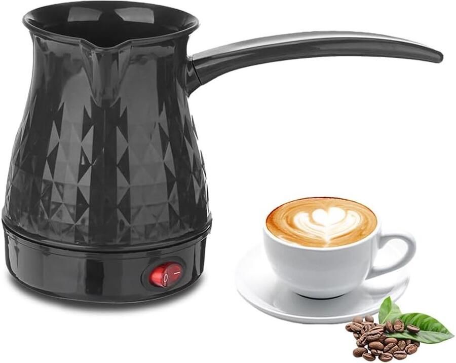Kraftverdia Koffiezetapparaat Turkse koffiekan Espressomachine 600 ml Mokkakan ABS en roestvrij staal Anti-verbranding Gelijkmatige verwarming Voor camping Zwart