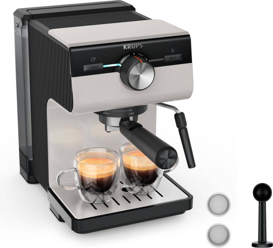 Krups Authentic C40 XP381B Pistonmachine Inclusief Melkopschuimer Compact Stijlvol Design Geschikt voor Espresso en Latte