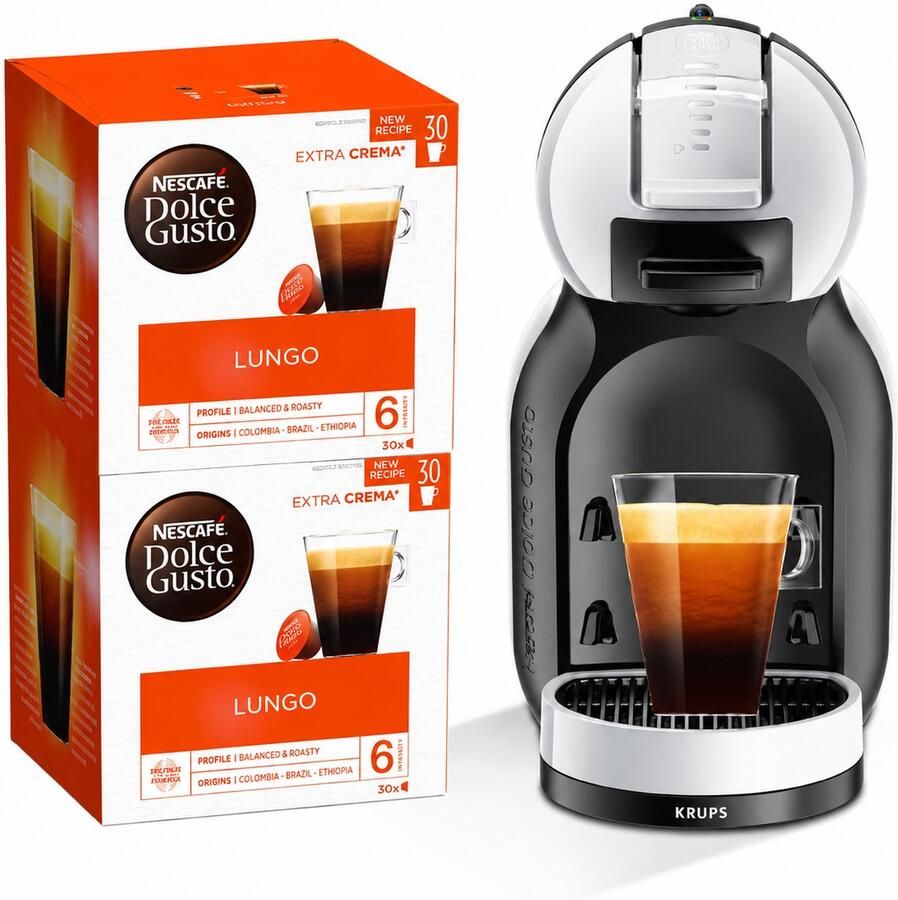 KRUPS DOLCE GUSTO Krups NESCAFÉ Dolce Gusto MiniMe KP123BSB – Grijs – Koffiecupmachine – inclusief 60 Lungo capsules